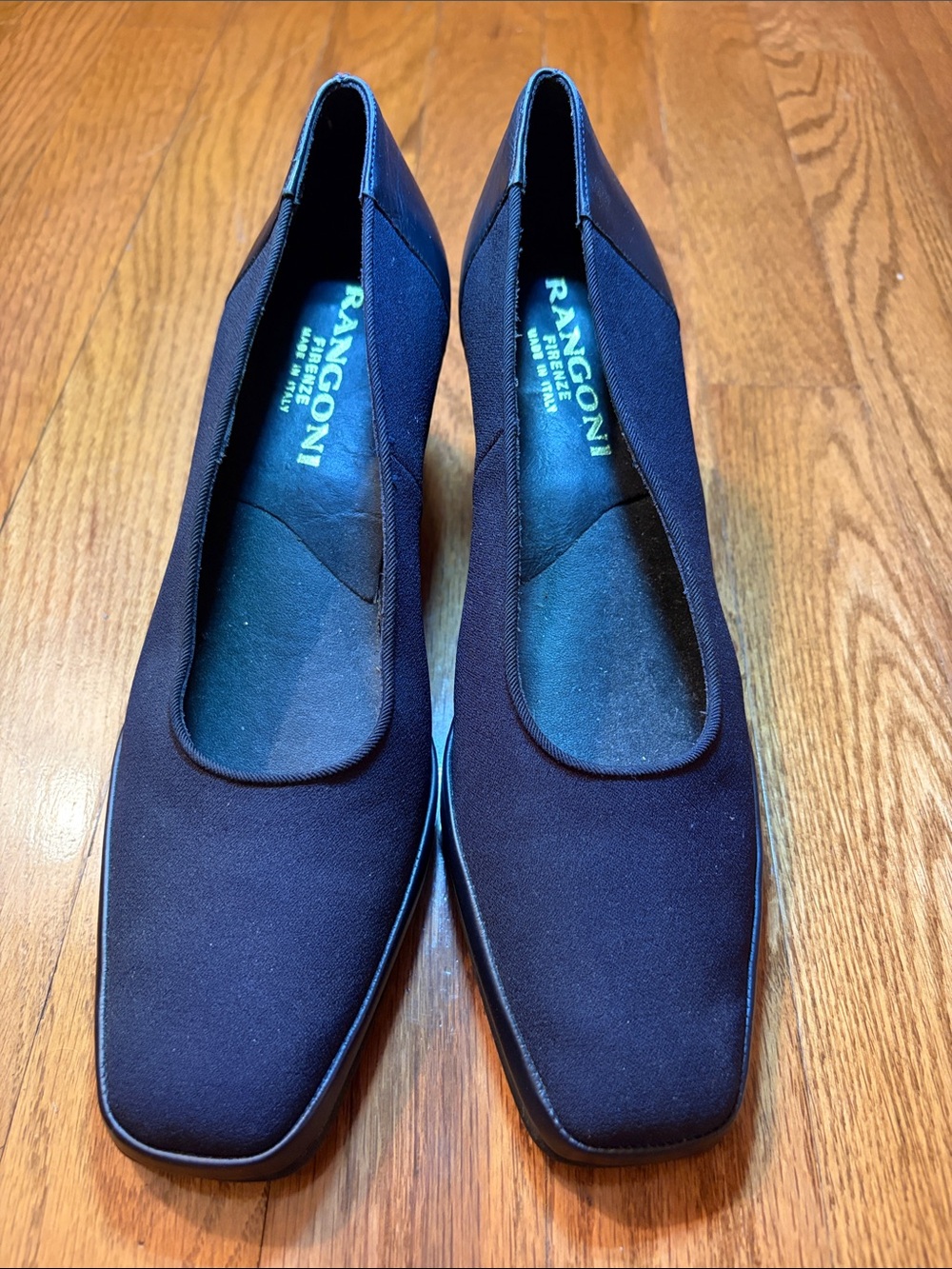 Rangoni Women's Black Square-Toe Slip-On Heels